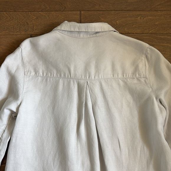 Nicole Miller Linen Lyocell Blend Eggshell Light Jacket Pockets Snaps Small - Picture 7 of 9